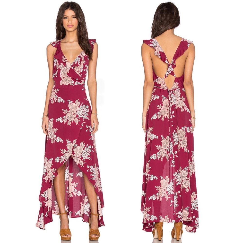 NWT Privacy Please Wrap Floral Print Maxi Dress